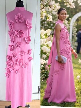Viral Maxi Dress with 3D Floral Appliqués NWOT sz XL